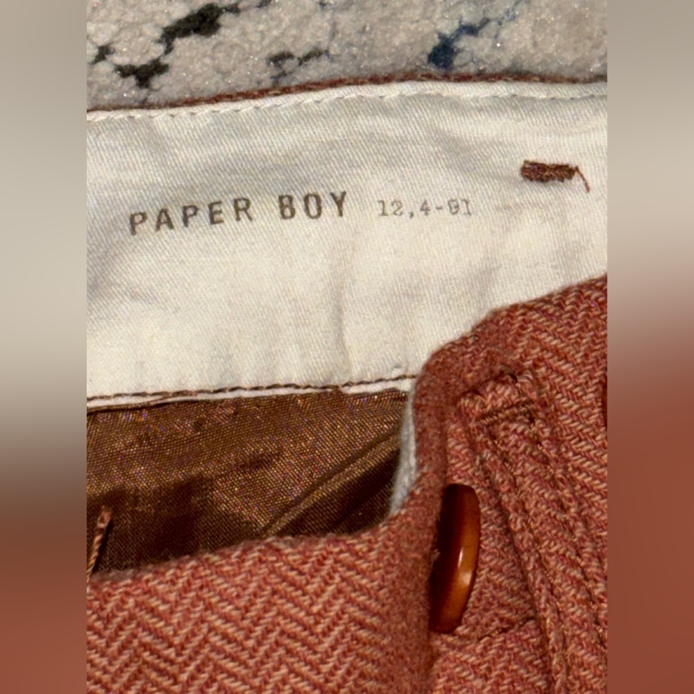 Anthropologie Paperboy by G1 Colloquium ankle herringbone wool blend trousers 2 - Picture 5 of 10